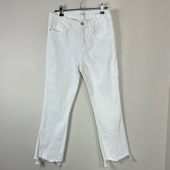 Frame White Le Crop Frayed Hem Jeans 28 - Picture 2 of 8